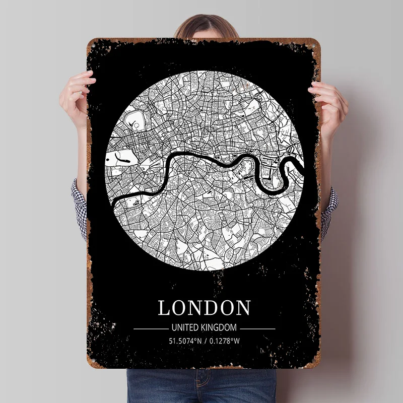 Retro Gaming In London - London Stadtplan Blechschild Poster Personalisierte Wandkunst