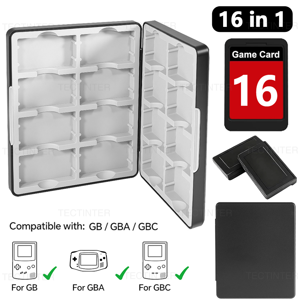 Game Boy Cartridge Holder - Tragbare 16-in-1 Spielkarten-Aufbewahrungsbox für GB/GBA/GBC BOY