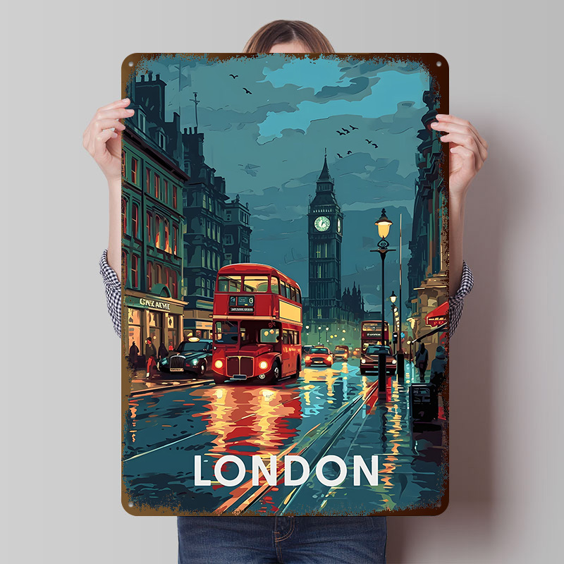 Retro Gaming In London - London Big Ben Blechposter Maßgefertigte Wandkunst