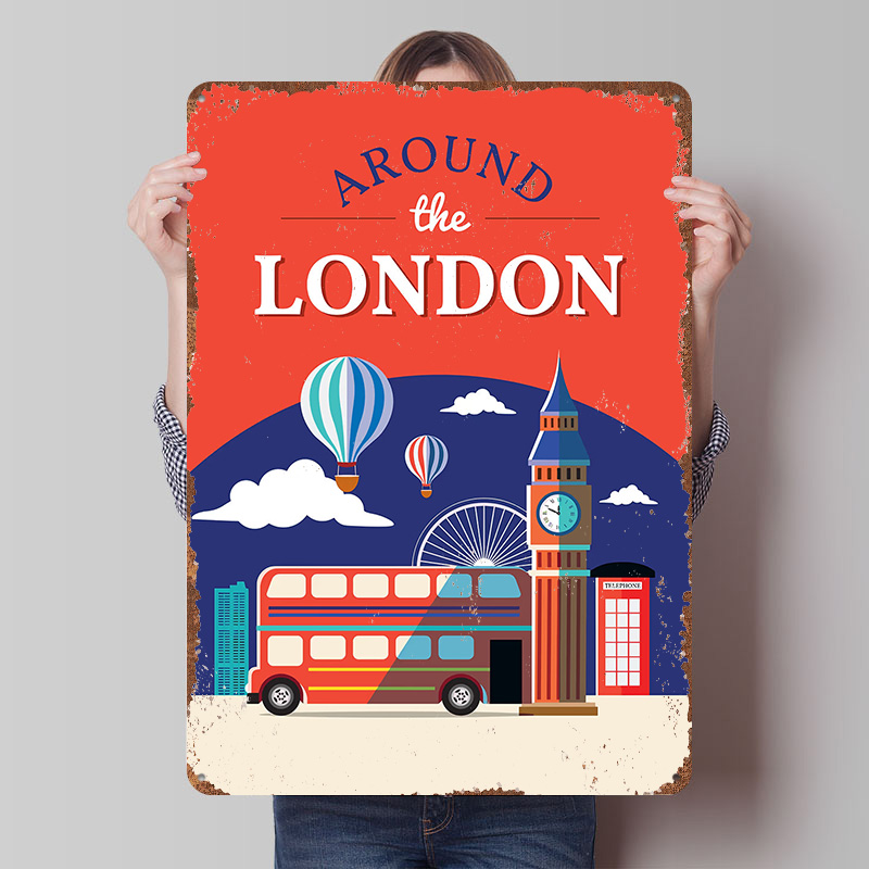 Retro Gaming In London - London-Reise-Metallposter: Individuelle Retro-Vintage-Blechschilder für Männerhöhle, Zuhause