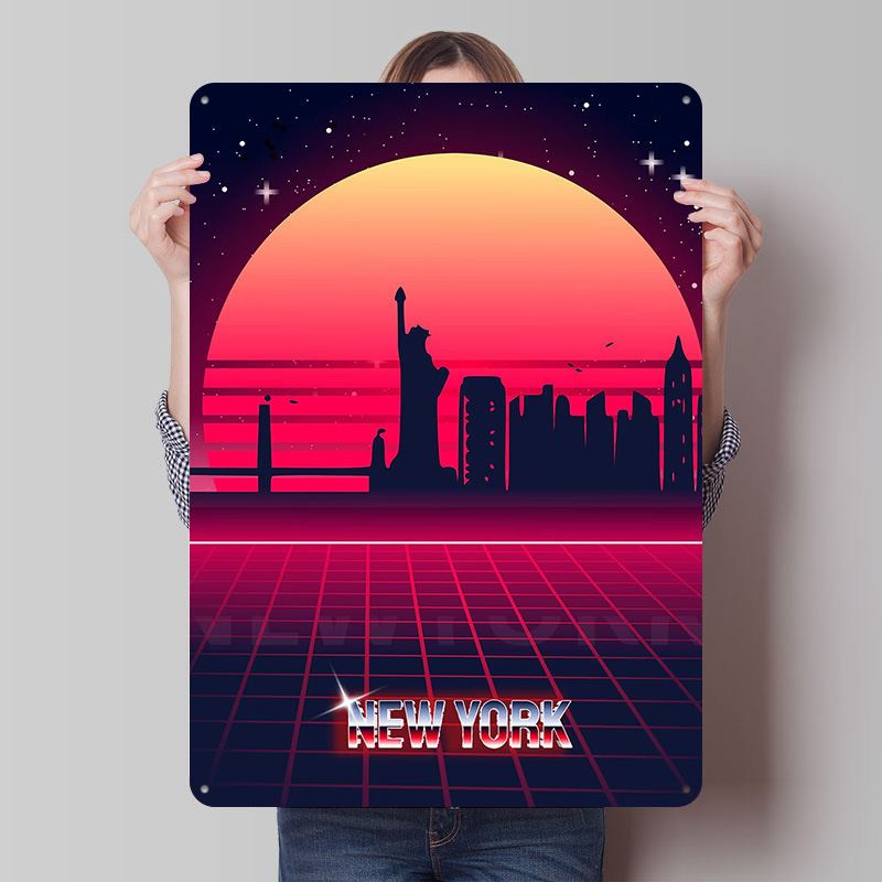 New York Skyline Metallposter, – Retro Gaming York Bewertung und Preis