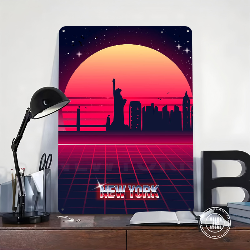 New York Skyline Metallposter, – Retro Gaming York Bewertung und Preis