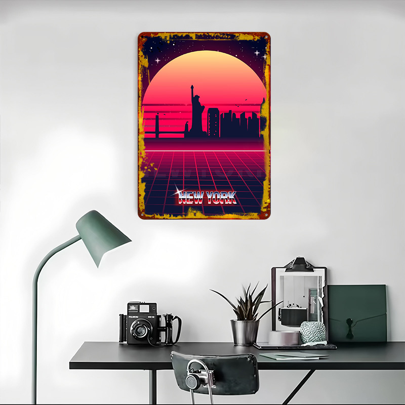 New York Skyline Metallposter, – Retro Gaming York Bewertung und Preis